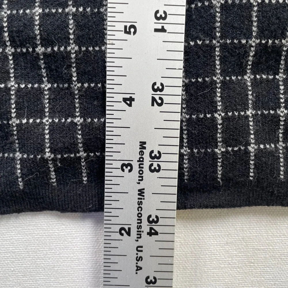 Karl Lagerfeld Paris Womens Black White Grid Longline Plaid Cardigan Size XL